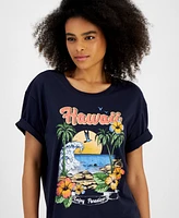 Rebellious One Juniors' Hawaii Tropical Graphic T-Shirt