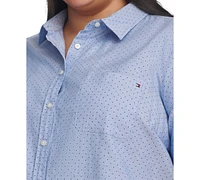 Tommy Hilfiger Plus Cotton Pin-Dot Camp Shirt