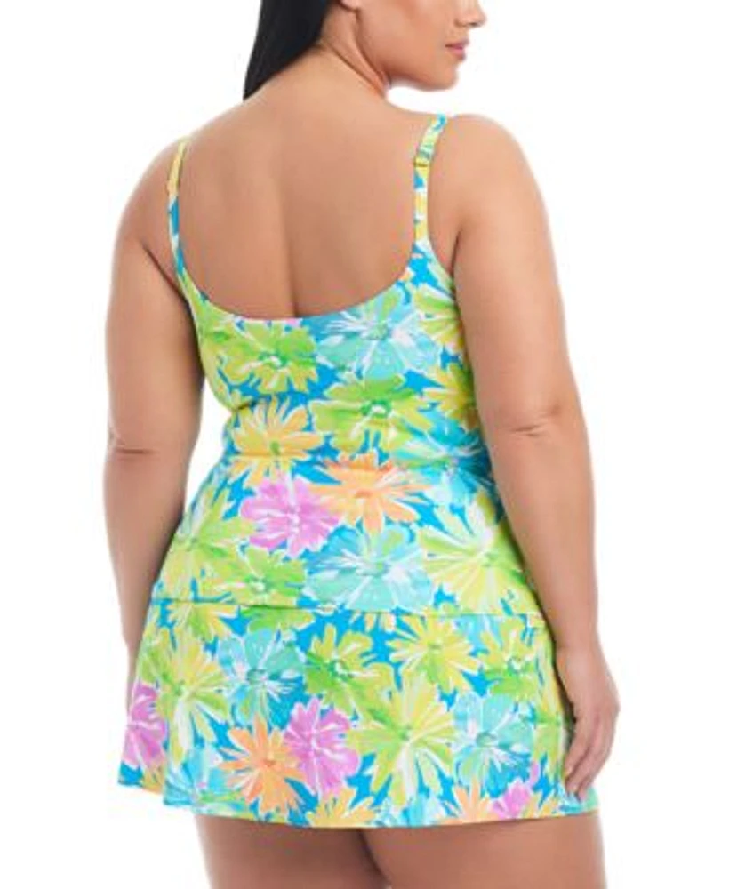 Bleu By Rod Beattie Plus Size Scoop Neck Tankini Top High Waist Skirted Bikini Bottoms