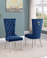 Best Quality Furniture 26" L x 20" W x 42" H Velvet Upholstered Side Chairs with Stainless Steel Legs, Set of 2