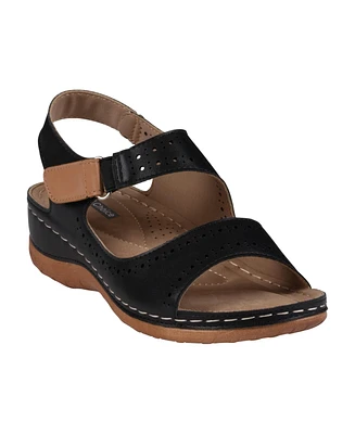 Gc Shoes Women's Foster Perforated Double Band Flat Sandals