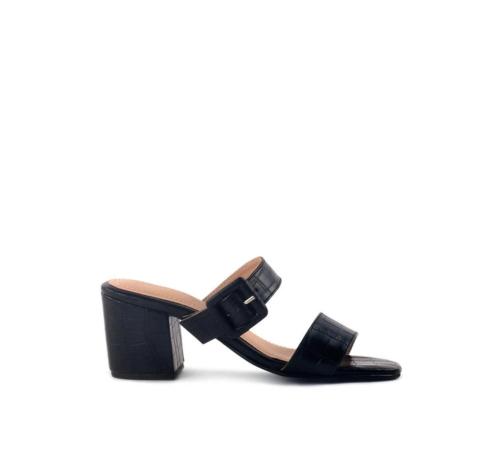 doodle animal print block heel sandals