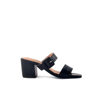 doodle animal print block heel sandals