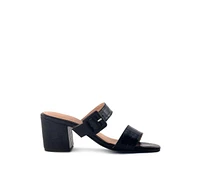 doodle animal print block heel sandals