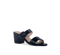 doodle animal print block heel sandals