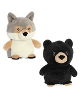 Aurora Small Reversible Eco Pairs: Black Bear and Wolf Eco Nation Eco-Friendly Plush Toy Grey 6.5"