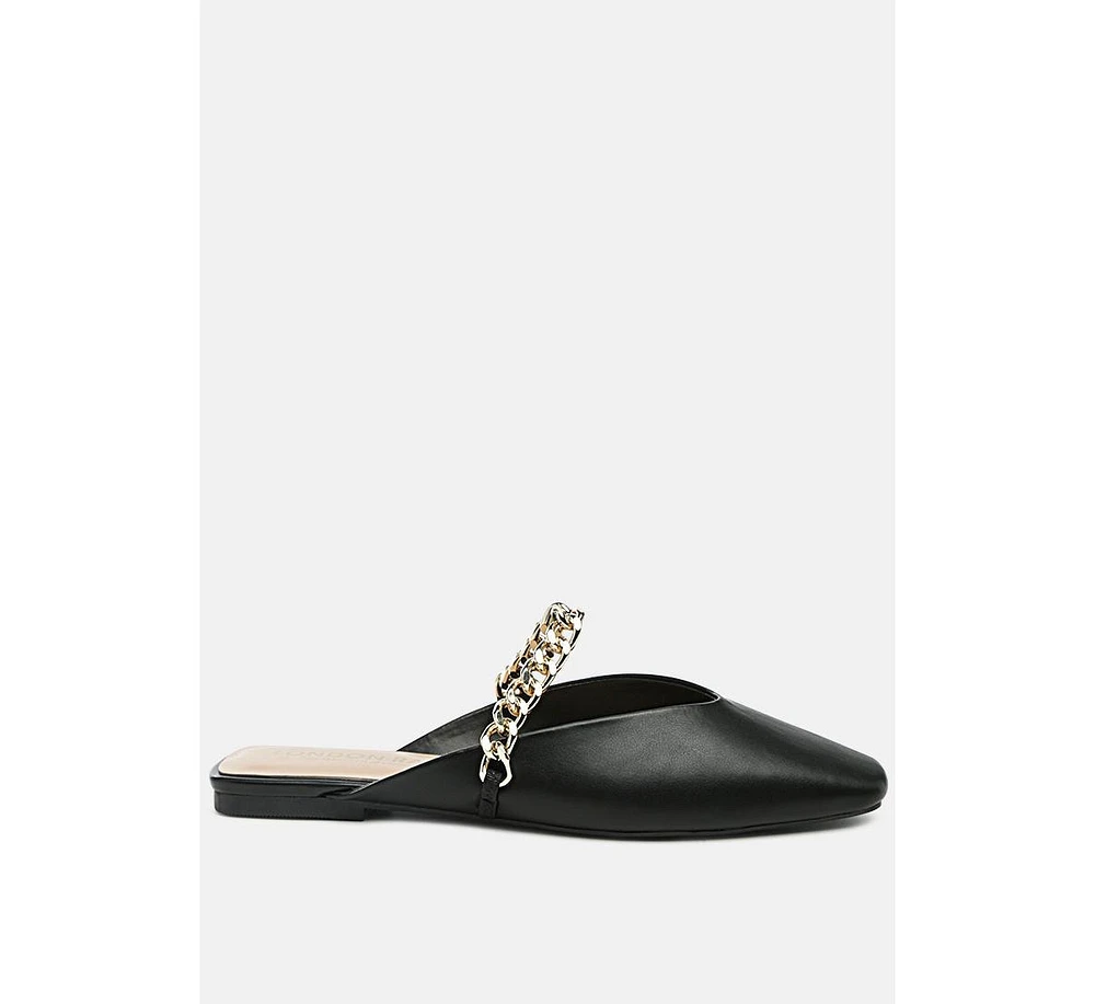 catch bling chain strap flat shoes