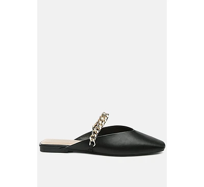 catch bling chain strap flat shoes