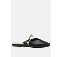 catch bling chain strap flat shoes