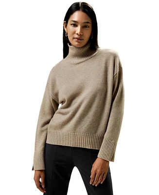 Lilysilk Women's Turtleneck Relaxed-Fit Cashmere Sweater for Women