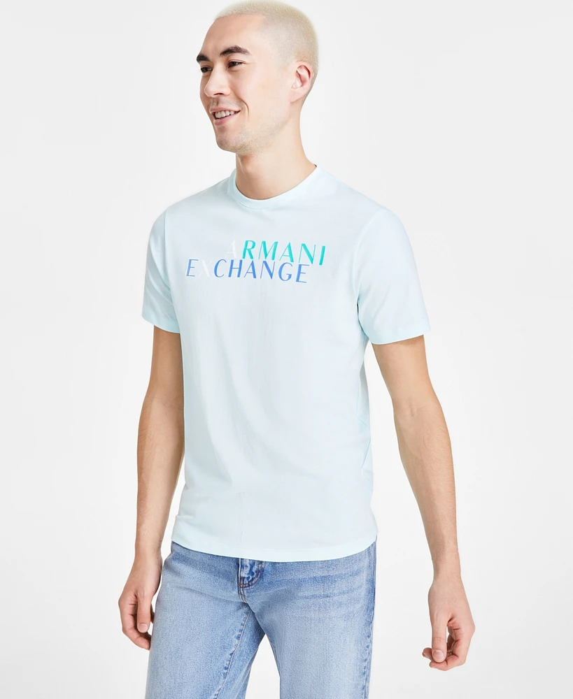 A|X Armani Exchange Men's Short Sleeve Crewneck Stacked Logo Graphic T-Shirt, Created for Macy's