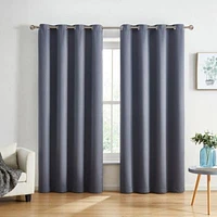 Hlc.Me Camden Fashion 100 Blackout 2 Layer Winter Heat Blocking Thermal Insulated Energy Savings Window Curtain Drapery Grommet Panels For Office Bedroom Set Of 2