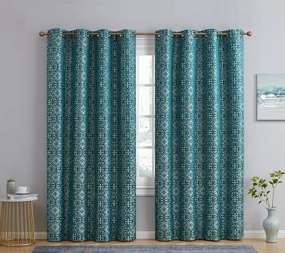 Hlc.Me Mia Moroccan Tile 100 Complete Blackout Heavy Thermal Insulated Heat Cold Uv Absorbing Grommet Curtain Drapery Panels For Bedroom Living Room 2 Panels