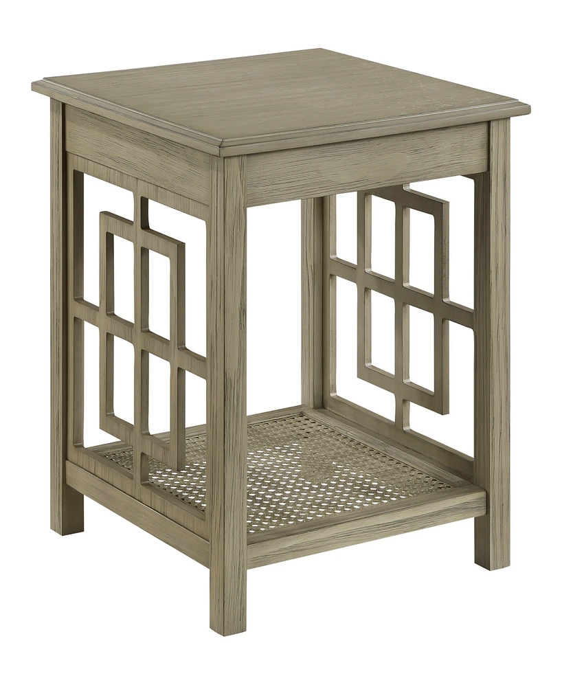 Office Star Cambridge 20" W x 22.25" H Square Wooden Accent Side Table in Bone Finish