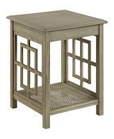 Office Star Cambridge 20" W x 22.25" H Square Wooden Accent Side Table in Bone Finish