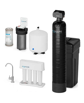 Aquasure Signature Elite | Whole House Water Filter Bundle with 48,000 Grains Softener w/ Fine Mesh Resin, 75 Gpd Reverse Osmosis System & Triple Purp
