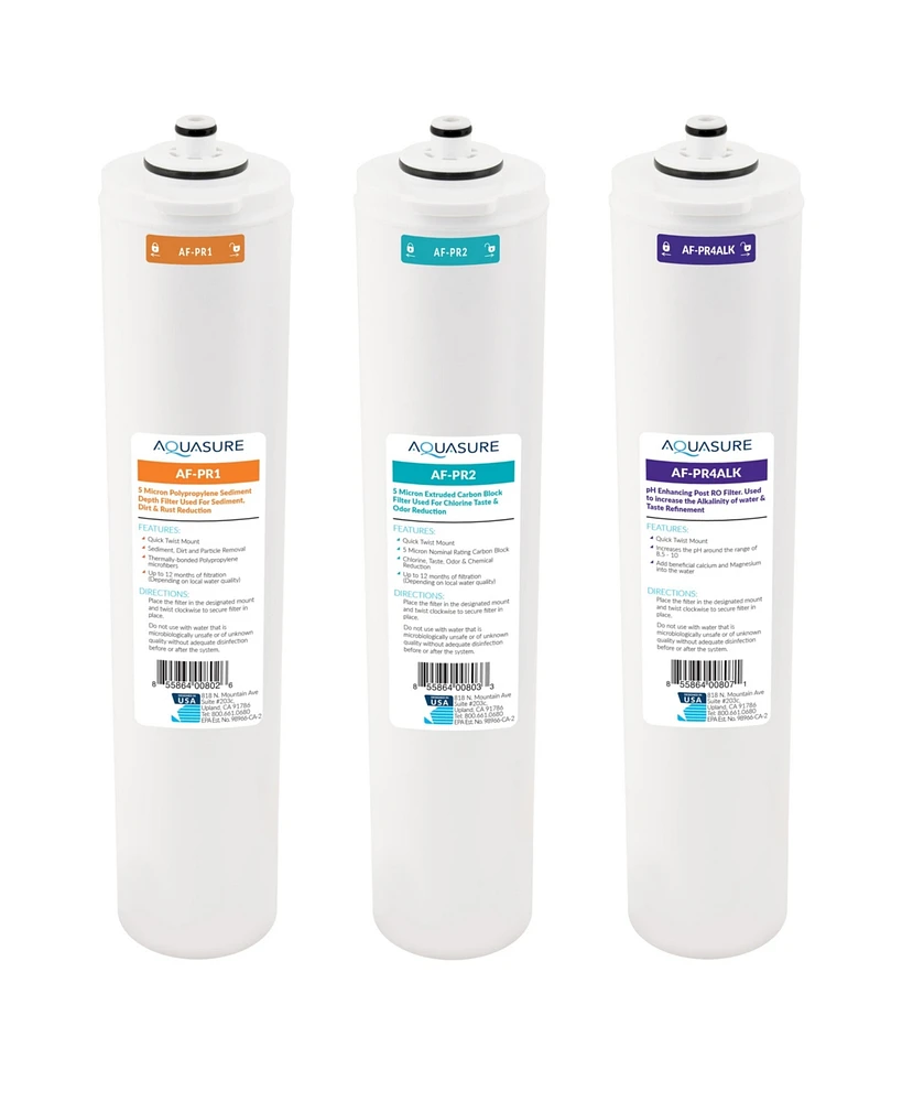 Aquasure Premier Series | Stage 1, 2 & 4 Replacement Water Filter Cartridge Set for As-PR75/As-PR100