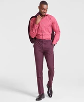 Bar Iii Men's Skinny-Fit Burgundy Wool Blend Suit Pants, Created for Macy's