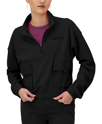 Champion Women's Campus-Pique Quarter-Zip Stand-Collar Top