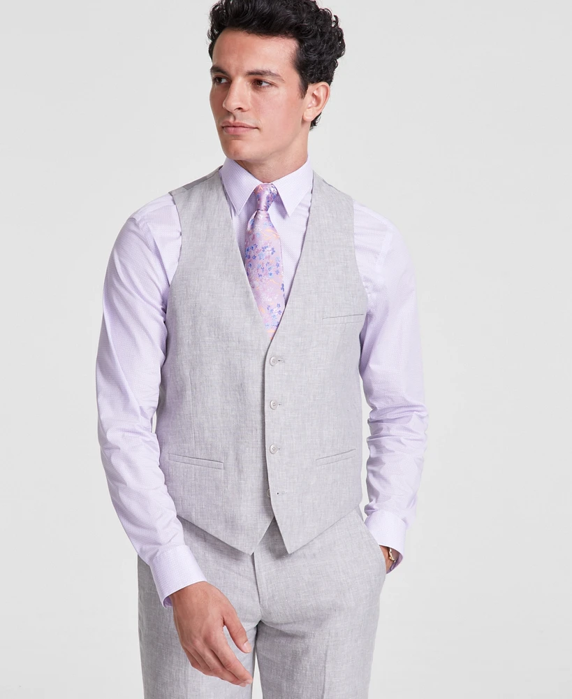 Bar Iii Men's Slim-Fit Linen Suit Vest, Created for Macy's