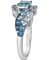 Le Vian Sea Blue Aquamarine (5/8 ct. t.w.), Denim Ombre (1-1/8 ct. t.w.) & White Sapphire (1/5 ct. t.w.) Twist Ring in 14k White Gold