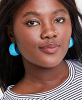 On 34th Silver-Tone Medium Color Seed Bead & Raffia C-Hoop Earrings, 1.25", Created for Macy's