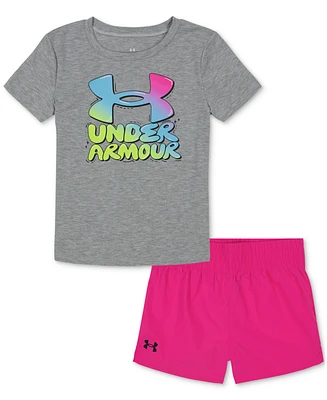 Under Armour Toddler & Little Girls Core Bubbly T-Shirt Shorts, 2 Piece Set