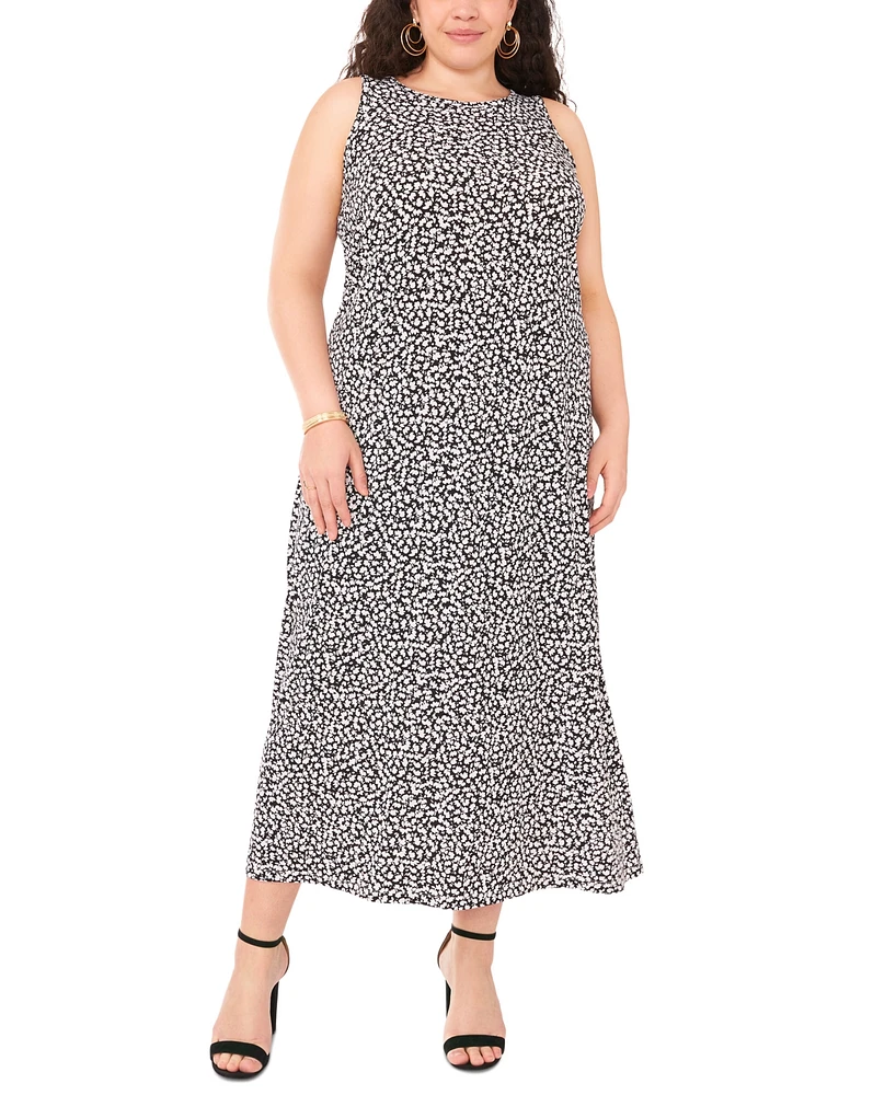 Vince Camuto Plus Size Crewneck Printed Sleeveless Maxi Dress