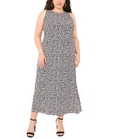 Vince Camuto Plus Size Crewneck Printed Sleeveless Maxi Dress