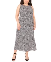 Vince Camuto Plus Crewneck Printed Sleeveless Maxi Dress