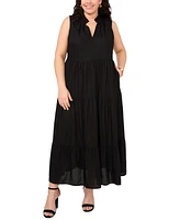 Vince Camuto Plus Split-Neck Sleeveless Maxi Dress