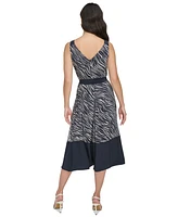 Dkny Women's Sleeveless V-Neck Faux-Wrap Midi Dress