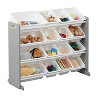 ECR4Kids 4-Tier Organizer with 16 Bins, Grey/White, 1
