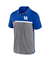 Men's Fanatics Royal, Heathered Gray Kentucky Wildcats Split Block Color Polo Shirt