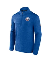 Men's Fanatics Heather Royal New York Islanders Authentic Pro Quarter-Zip Pullover Top