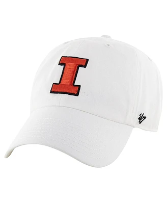 Men's '47 Brand White Distressed Illinois Fighting Illini Vintage-Like Clean Up Adjustable Hat