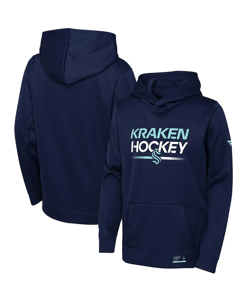 Big Boys Fanatics Deep Sea Blue Seattle Kraken Authentic Pro Pullover Hoodie