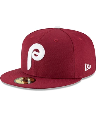 Men's New Era Maroon Philadelphia Phillies Cooperstown Collection Wool 59FIFTY Fitted Hat