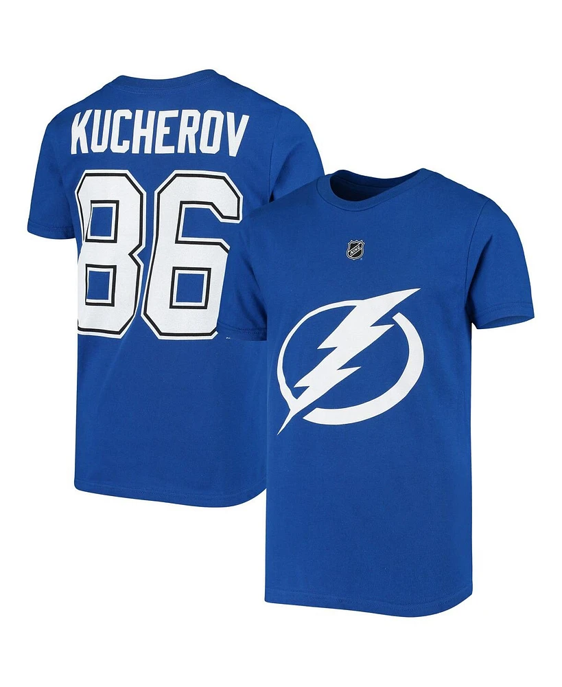 Big Boys Nikita Kucherov Royal Tampa Bay Lightning Player Name and Number T-shirt