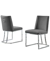 Best Quality Furniture 24" L x 19" W 34" H Velvet Upholstered Side Chairs with Chrome Legs, Set of 2