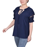 Ny Collection Women's Short Ruffled Sleeve Blouse