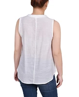 Ny Collection Women's Sleeveless Blouse with Eyelet Insets