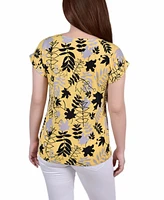 Ny Collection Women's Short Extended Sleeve Zip Top