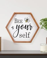 Northlight 16" Wooden Framed "Bee Yourself" Metal Sign Spring Wall or Tabletop Decor