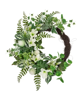 Northlight Hellebores and Ivy Artificial Spring Floral Wreath, 24"