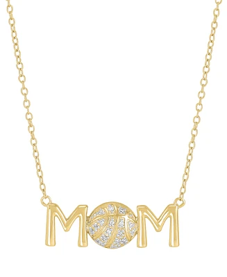 Diamond Basketball Mom Pendant Necklace (1/20 ct. t.w.) Sterling Silver or 14k Gold-Plated Silver, 16" + 2" extender