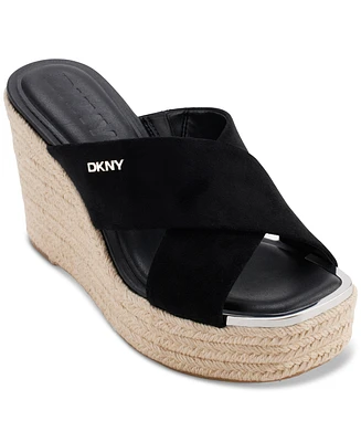 Dkny Women's Maryn Crossband Espadrille Platform Wedge Sandals