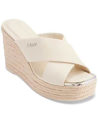 Dkny Women's Maryn Crossband Espadrille Platform Wedge Sandals