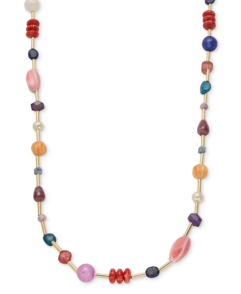 Style & Co Gold-Tone Multi Bead Station Long Necklace, 42" + 3" extender, Created for Macy's