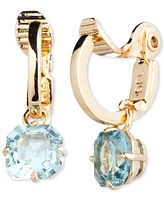 Lauren Ralph Gold-Tone Stone Charm Clip-On Huggie Hoop Earrings